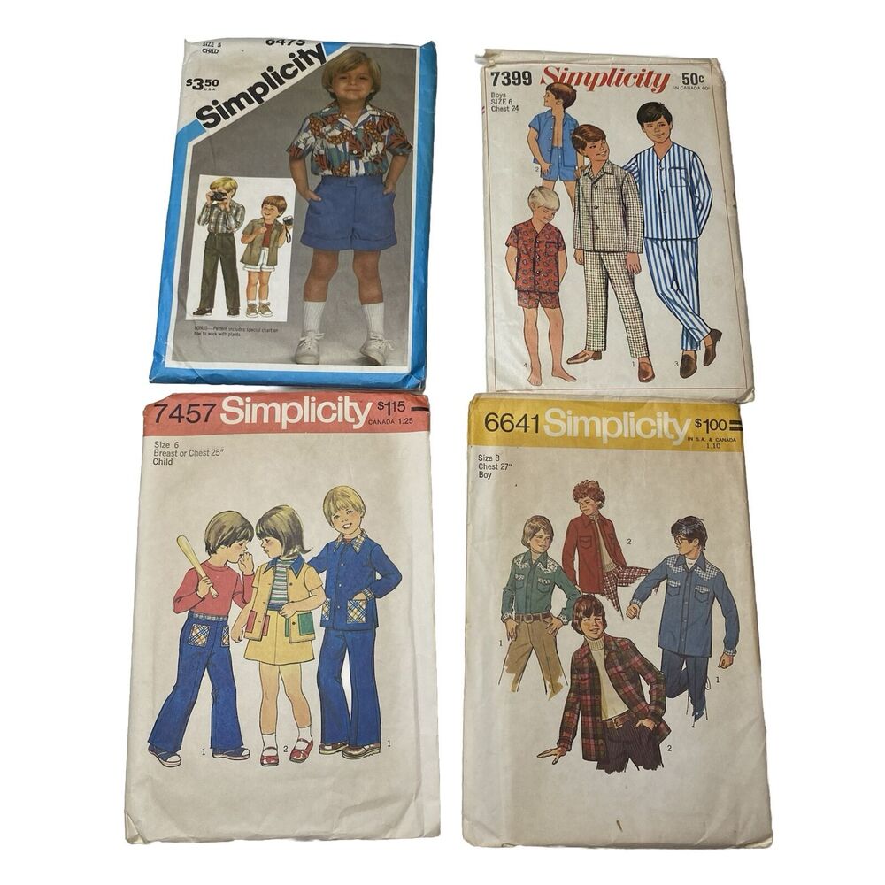 Vintage Simplicity Sewing Patterns For Boys Size 6 - 8